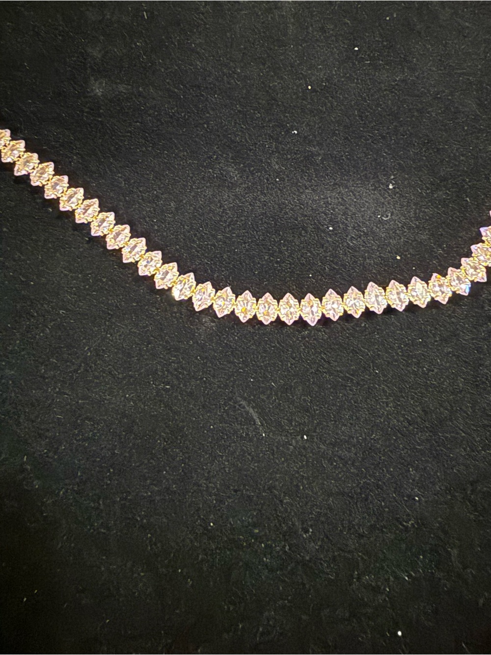 Crystal Tennis Necklace - Gold Tone